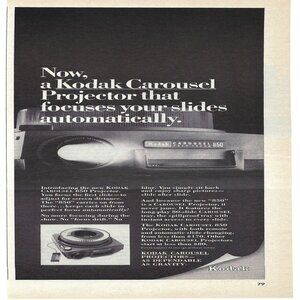 1967 Kodak Carousel Projectors 850 Models Focuses Automatically Vintage Print Ad